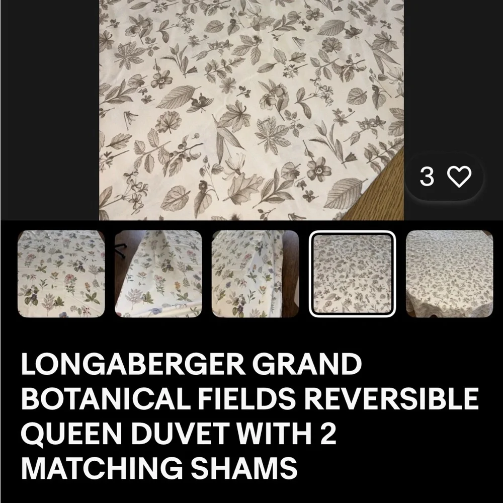 Longaberger Cream Floral quilt. Queen size